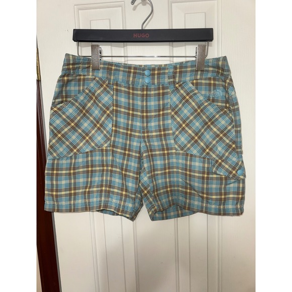 The North Face Pants - The North Face Plaid Hiking Shorts‎ Outdoor Casual Blue Brown Womens 12